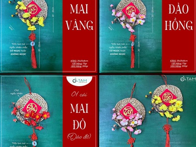 Vòng treo cửa Tết Lục Bình Mai Đào [3 Kiểu] ĐK16cm VTC-T-50